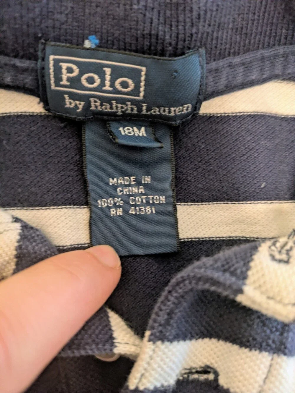 Ralph Lauren Navy, White & Red Striped Polo Shirt